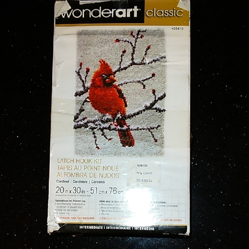 Wonderart Classic Winter Cardinal On Berry Branch Latch Hook Kit